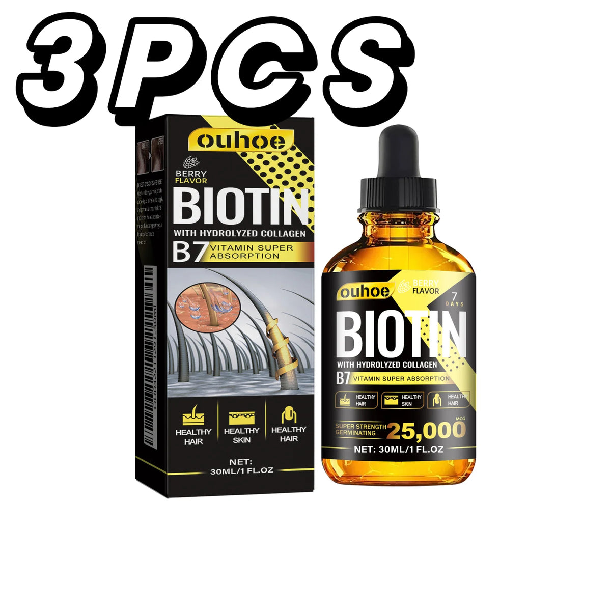 Huile Biotine & Collagene – Fortifiant Cuir Chevelu